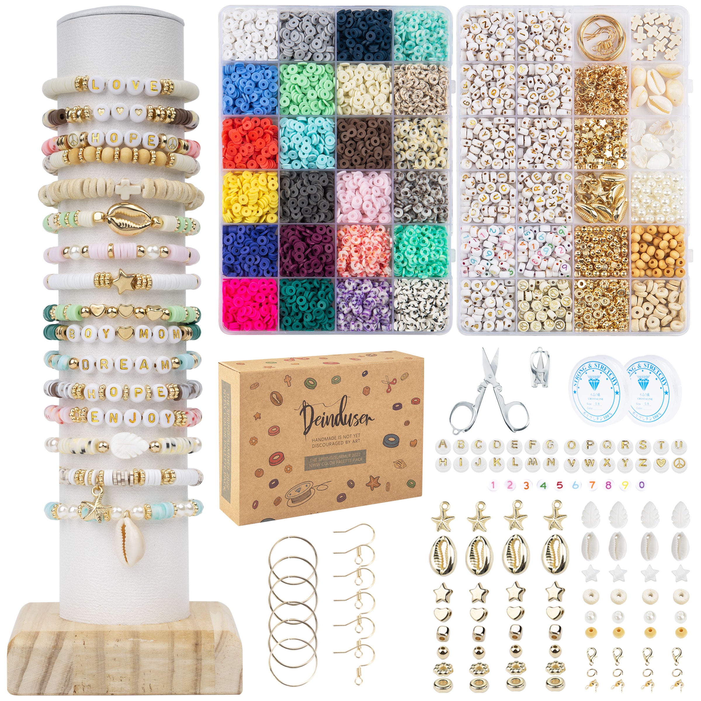 Total 4600 PCS Clay Beads for Bracelet Making Kits 24 Colors for