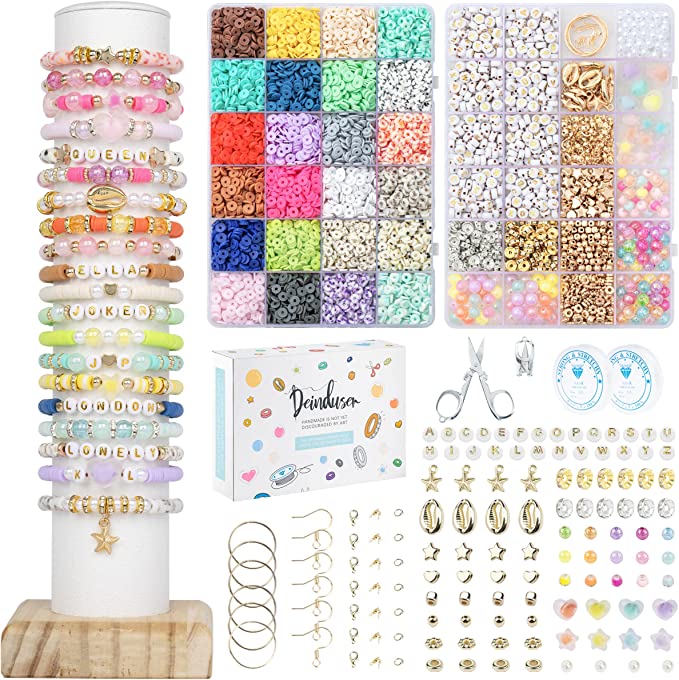 Clay Beads 7200 Pcs 2 Boxes Bracelet Making Kit - 24 Colors Polymer Clay  Beads for Bracelet Making Set - Jewelry Making kit Supplies and Charms 