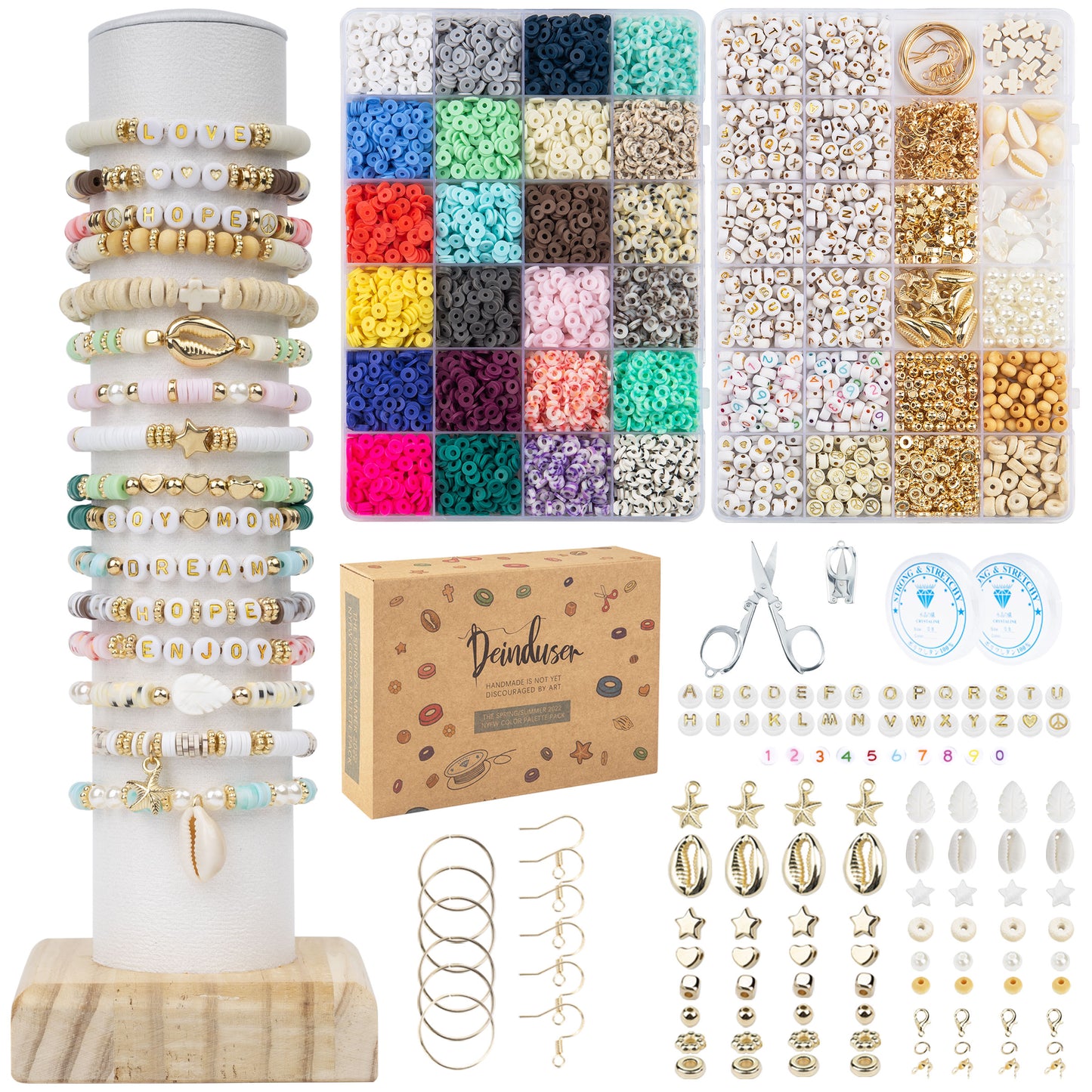 Clay Beads Bracelet Making Kit by Box-O-Beads, 6000 pcs Polymer Clay Heishi  Beads for Bracelet & Jewelry Making, DIY Bracelet Making Kit for Kids 